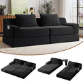 Convertible Sofa Bed 79 Inch Boneless Couch Corduroy Loveseat Sleeper Oversized Double Lounge Chaise Cloud Futon Floor Sofa Modular Futon Couch for Living Room Bedroom Lounge (Black)