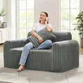 Hobestluk Couch Sofa 2-Seater Foam Sofa Loveseat for Small Spaces Comfy Sofas with Removable Cover Furry Couch with Pillows for Living Room Bedroom Apartment Office (Grey Loveseat)