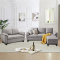Convertible Sectional Sofa Set Modern L Shaped 3 Seat Sofa with Reversible Chaise and Love Seat Sofa Linen Sectional Couches for Living Room Light Grey