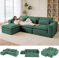109 L Shape Modular Sectional Sofa with Ottoman Boneless Couch Three-Layer Deep 3 Seat Convertible Pull Out Sofa Bed Sleeper for Living Room No Assembly 109 L-Green
