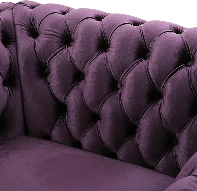 Great Deal Furniture Leila Chesterfield Velvet Club Chair BlackBerry