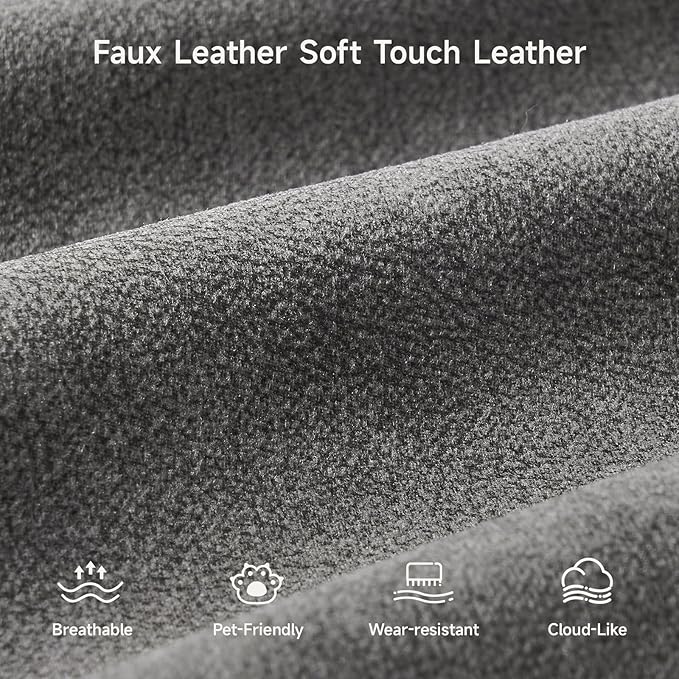 ONBRILL 71 Futon Sofa BedConvertible Sleeper Couch with Adjustable Backrest Folding Loveseat for Apartment Living Room Office Faux LeatherGrey