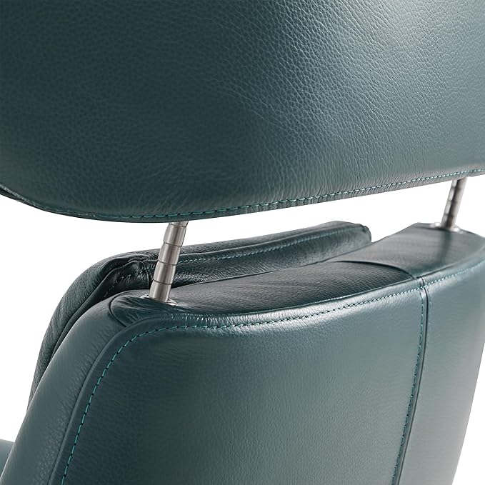 CHITA Genuine Leather Reclining Swivel Chair with Adjustable Headrest and Ottoman for Living Room Teal