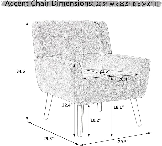 Dolonm Midcentury Modern Velvet Accent Chair with Arms Upholstered Reading Side Chair Tufted Back Decorative Wingback Chair for Living Room Bedroom (Mint Green)