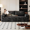 63 Cloud Loveseat Boneless Sofa Couch in a Box 2 Seater Foam Compression Couches Modern Living Room Floor Sofa Couch Corduroy Small Love Seat No Assembly Required Black