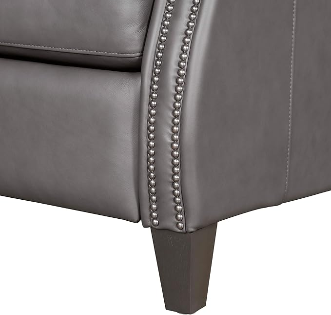 Parker Living Hunter - Echo Grey Leather Recliner Chair Manual Pushback Recliner Top Grain Leather with Match Comfortable Seating for Living Room Relaxation