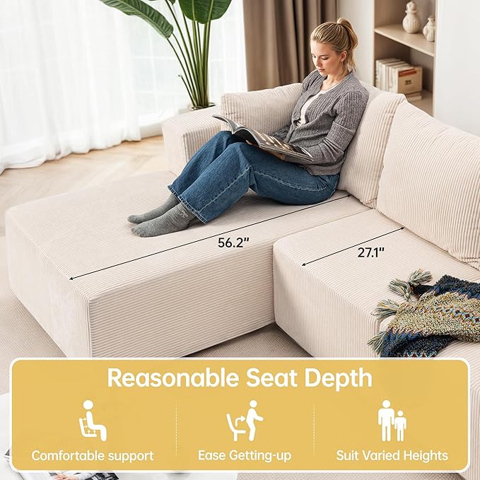 Modular Sectional Sofa Cloud Sectional Couch with L-Shape Chaise Modular Sofa with Deep Seat Upholstered Couches Boneless Sofa for Living Room Black(Left Facing Chaise3PCS)
