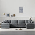 136 Chenille U-Shaped Modular Sectional Sofa with Deep and Wide SeatCloud Couch Set with Double Cushions6 Seat Sofa with Movable Ottomanfor Living Room Apartment Office (Dark Gray#h)