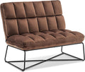 MCombo Loveseat Sofa Couch Mid-Century Velvet Armless Settee 2-Seater Upholstered Bench for Living Room Bedroom 4018 (2 Sets Brown)