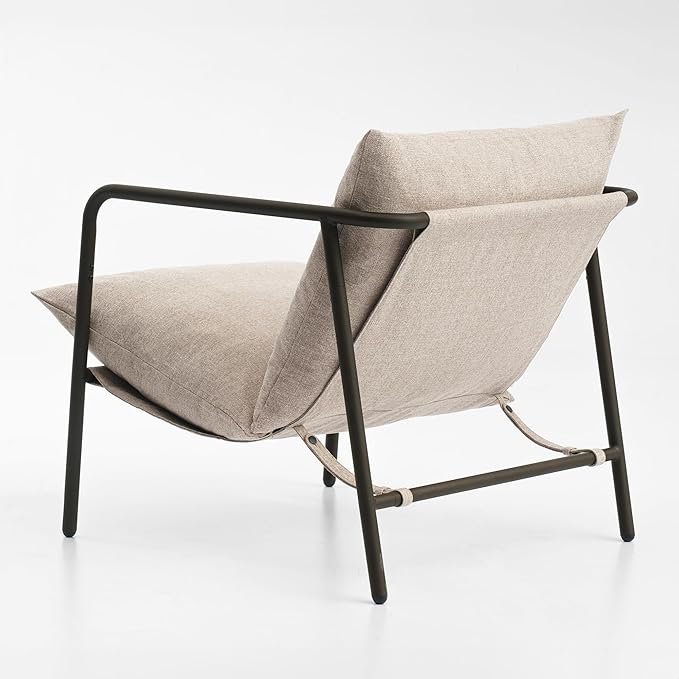 Mellow Wyn Sling Accent Chair with Arms/Casual Home Metal Framed Armchair with Plush Foam Cushions