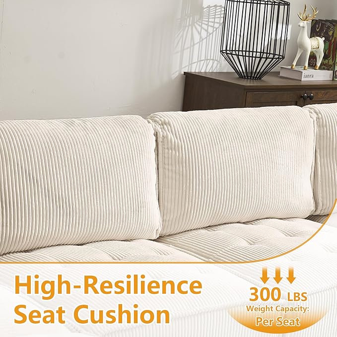 121 Inch Cloud Modular Sectional Sofa Oversized U Shaped Modular Couch with Reversible Chaise 6 Seat Comfy Convertible Sectional Sofa with Ottoman for Living Room Beige
