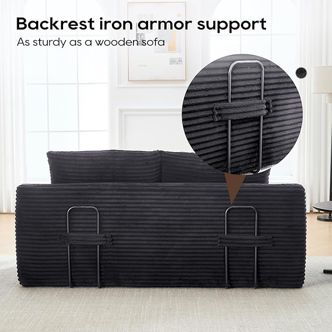 70.87 W Memory Foam Cloud Loveseat Sofa 2 in 1 Convertible Folding Couch Bed No Assembly Compressed Corduroy Floor Lounge Sofa for Apartment Office Bedroom Living Room Small Spaces