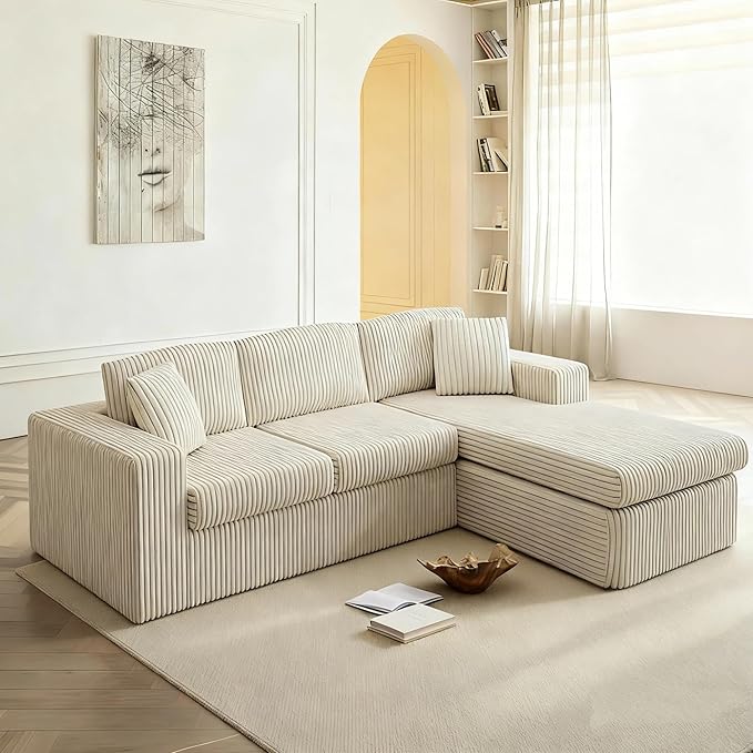 JAMFLY 105 Boneless Couches for Living Room (Beige)