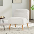 Mlmh &amp Kngwa 24.4 W Mid Century Modern Accent Chair Armless Accent Chairs Comfy Upholstered Reading Chair Chenille Vanity Chair for Living Room Bedroom Ivory
