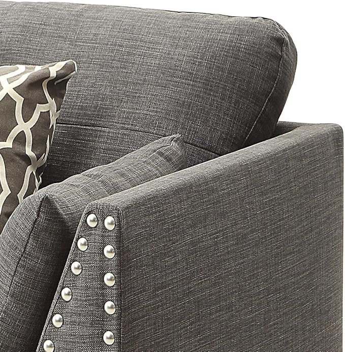 Light Charcoal Chair with Flared Arms and Soft Pillows for Comfortable Seating for Living Room Style