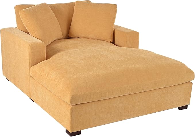 43.3 W Oversized Chaise Lounge Chair Modern Comfy Sofa Deep Seat Couch Durable Frame with Solid Wood Legs Comfy Reclining Sleeper Chair for Living RoomOffice (Yellow233)