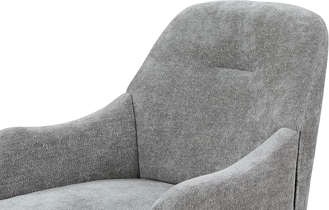 Chenille Armchair Modern Style Accent Chair with Wood Legs Comfy Design for Living Room Bedroom Office Gray RR142
