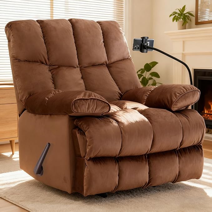 Euthymia Oversized Recliner Chair Big and Tall Recliner Chairs for Adults 400LBS Large Recliner Chair Extra Wide Recliner for Living Room Brown