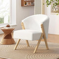 Modern Accent Chair with White Upholstery - Minimalist Lounge Chair for Living Room Bedroom or Office