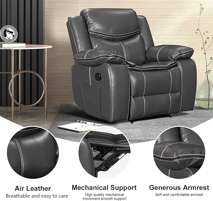 Massage Chair Recliner Zero Gravity Power Recliner Chair with Heat and Vibration Massage Electric Heated Theater Recliner with Remote Control for Living Room Bedroom Nursery (Grey)