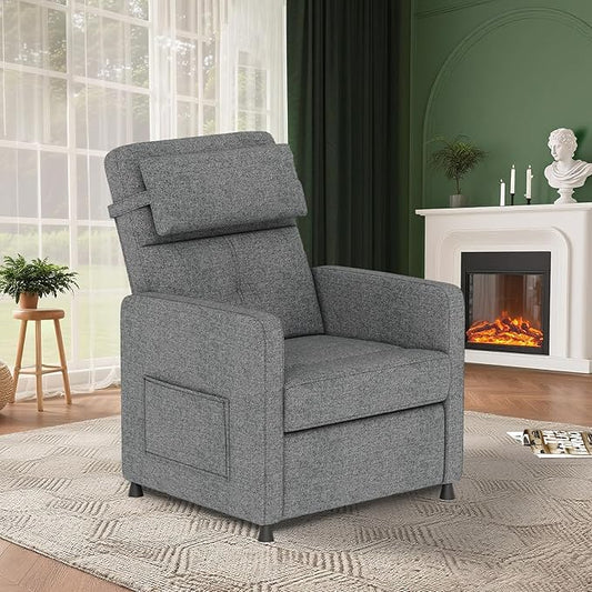 GarveeHome Electric Recliner Chair Adjustable Power Recliner for Living Room Bedroom with Lumbar Support &amp Side Pockets &amp USB Port(Gray)