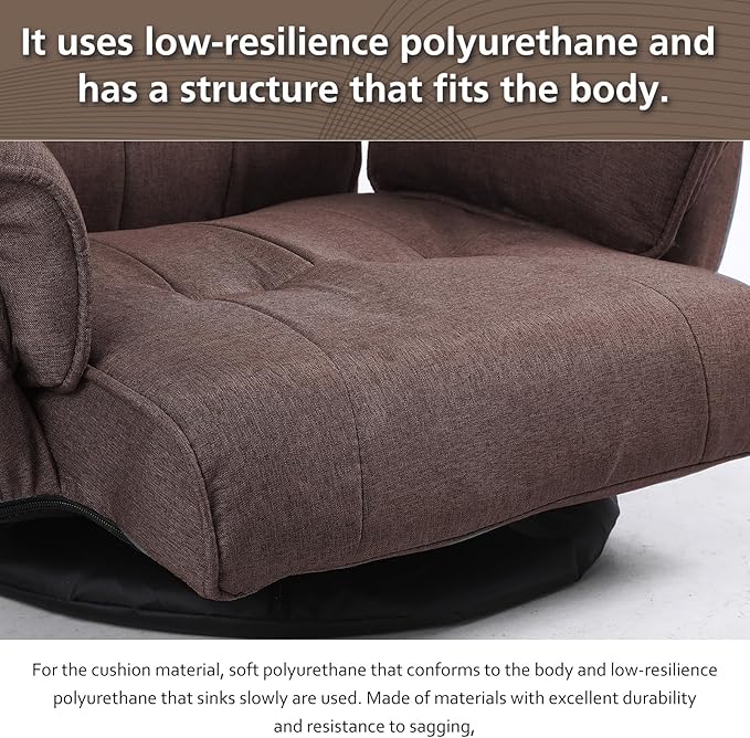 FLOGUOR 360 Degree Swivle Adjustable Floor Chair Chaise Lounge Indoor Folding Lazy Sofa with Armrests and Side Pocket Adults Gaming Chairs for Living Room Bedroom Factory Price 201 (CO)