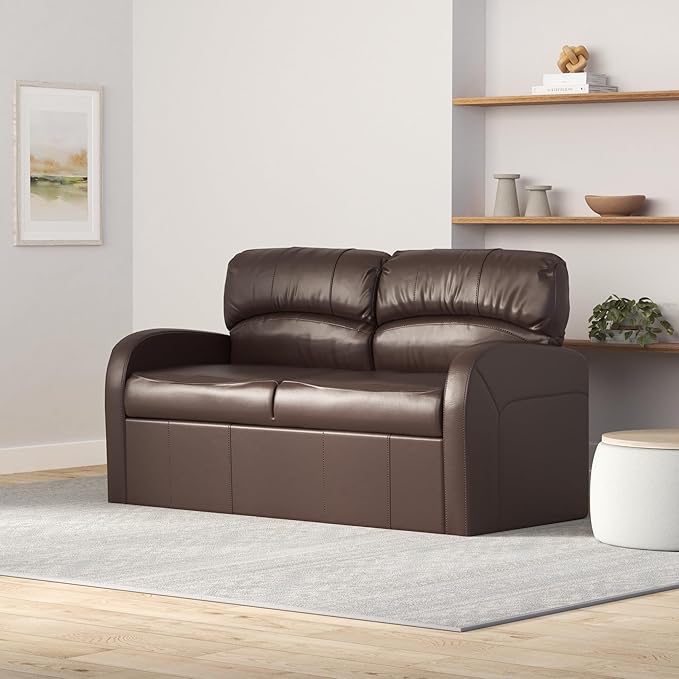 RecPro Charles 65 Jack Knife RV Sleeper Sofa with Arms | RV Furniture | Zero Wall Hugger (Mahogany)