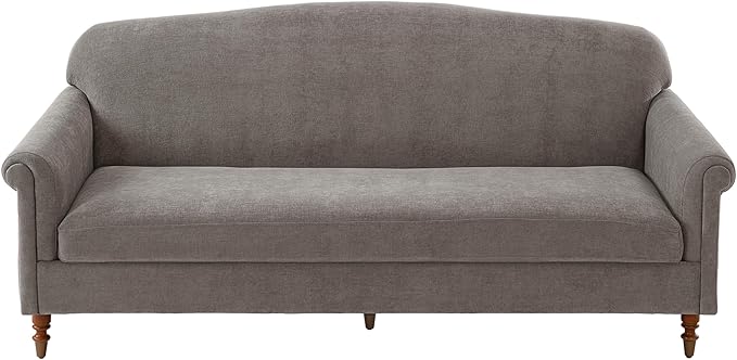 Christopher Knight Home Sola 77.5'' Modern Chenille Upholstered Loveseat Sofa with Rolled Armrest and Rubberwood Frame 2-Seater Home Sofa Living Room Comfy Couch for Hotel/Apartment Brown