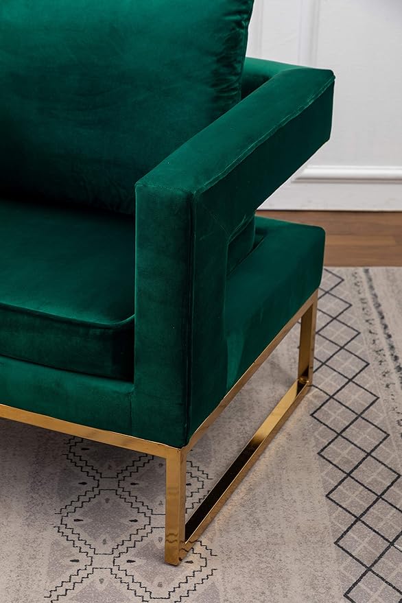 Roundhill Furniture Lenola Upholstered Accent Arm Chair Green 27.5D x 29.75W x 34.5H in