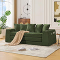 KEIKI 82 Corduroy Modular Sectional Sofa Bed with 5 Pillows &amp 2 Side Pocket &amp 2 Cup Holders Convertible 3-Seater Sleeper Couch with Memory Foam Cushion No Assembly Required for Living Room