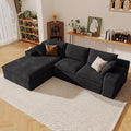107 Cloud Sectional Couch with L-Shape Chaise Modern Corduroy Viral Boneless Sofa for Living RoomMemory Foam Couches in a Box with Deep SeatNo Assembly Required (BlackLeft-Facing Chaise)