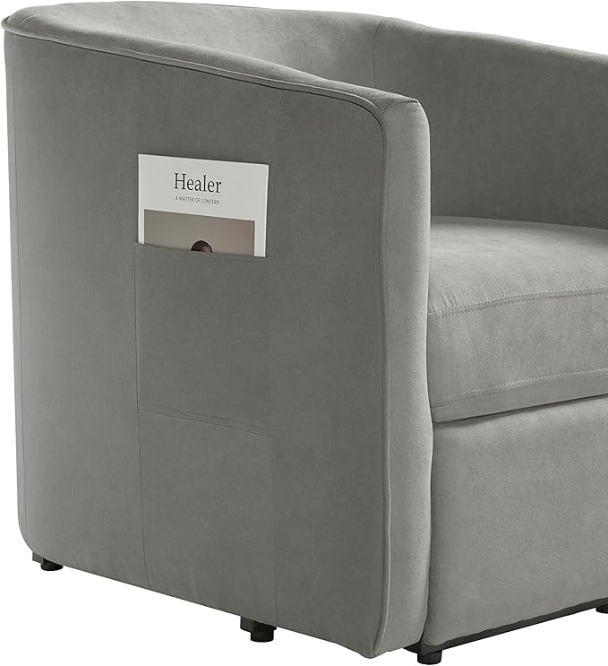Power Lift Recliner Chair for Seniors Barrel Shape Recliner Chair with Footrest and Side Pocket Curved Armrests Lift Assist Lounge Chair Electric Lift Chair for Living Room (Grey12)
