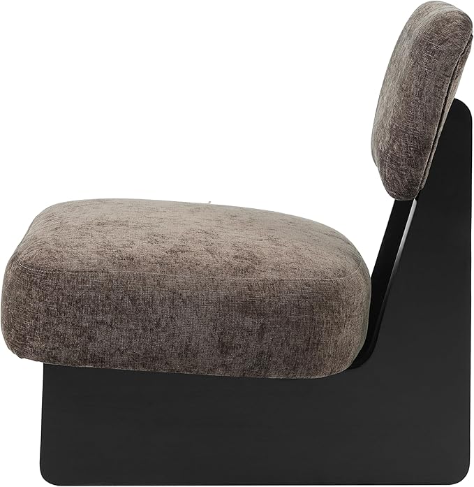 Christopher Knight Home Mores Low Profile Accent Chair Set of 2 Modern Living Room Armless Lounge Chair Fabric Comfy Reading Chair for Bedroom Wooden Frame and Thick Padded Seat Black+Dark Brown