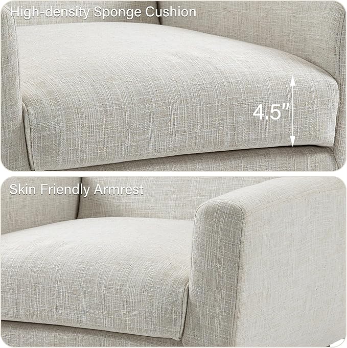 Accent Chair Mid-Century Modern Fabric Chairs with Arms for Living Room Comfy Upholstered Club Single Sofa Armchair for Bedroom Waiting Room with Solid Wood Frame