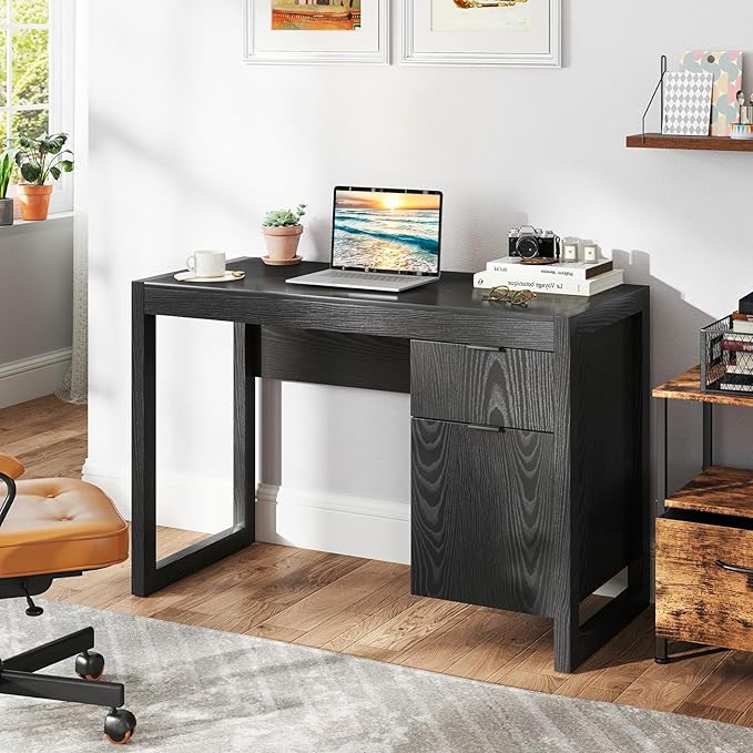 Giantex Computer Desk with Drawer &amp Storage Cabinet Wooden Home Office Desk Modern Executive Laptop PC Table Computer Workstation Study Writing Desk for Home Office Bedroom Living Room