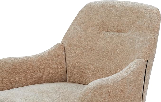 Chenille Armchair Modern Style Accent Chair with Wood Legs Comfy Design for Living Room Bedroom OfficeBeige