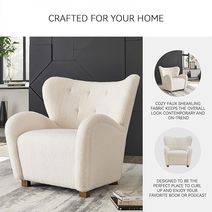 Signature Design by Ashley Larbell Contemporary Accent Chair with Wingback and Arm Rest Beige