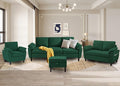 3 Pieces Sectional Sofa Couches Set 3-Seater L Shaped Couch Sofas and Loveseat with Armchair and Storage Ottoman for Living Room Living Room Furniture Set Green