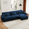 Oversized Velvet Sectional Sofa with Movable Ottoman Deep Seat Cloud Couch for Living Room - Blue