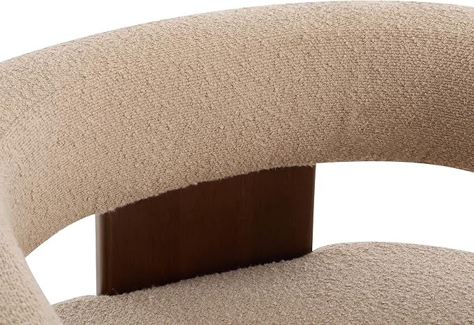 Christopher Knight Home Nettie Modern Accent Chair for Living Room Boucle Fabric Single Lounge Sofa Chair with Wooden Frame Comfy Reading Chair for Bedroom Lounge Armchair with Cushion Dark Beige