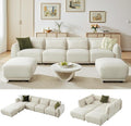Sectional Sofa Couch Modern U Shaped Sectional Couch with Ottoman Modular Sectional Sofa Cloud Couches for Living Room (Beige 4 Set + 2 Ottoman)