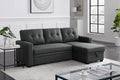 82 Linen Upholstered Pull Out Sectional Sofa with Storage ChaiseLoveseat Couch W/Converted Twin Size Sleeper and Removable Back Cushionsfor DormApartmentStudioOfficeDark Gray 53