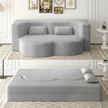 Hommoo Convertible Sleeper Sofa Bed Futon Sofa Folding Mattress Couch Full Size Corduroy 2 in 1 Compression Floor Lounge Couch High Density Foam for Living Room/Guest Room/Apartment Light Grey