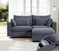 87 Modular Sectional Loveseat Sofa with Storage Ottoman Corduroy 2-3 Seater Couch for Small Spaces Oversized Love Seat Couches for Living Room Bedroom Home Office Sofa with Deep Seats (Dark Grey)
