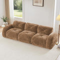 Boneless Couch Sectional Couches for Living Room 110.6'' Cloud Couch with Deep Seat Comfy Soft Velvet Modular Sectional Sofa Modern Oversized 3-Seater Boneless Sofa No Assembly Camel