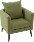 Modern Accent Chair for Living Room Chairs Comfortable Lumbar Support Armchair Removable Cushion Covers Single Sofa Chair with Solid Wood Legs Bedroom Reading Chair Olive Green