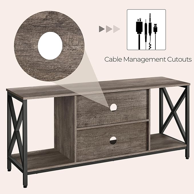 Yaheetech TV Stand for 65 Inch TV Media Entertainment Center with Storage Shelves for Living Room TV Console Table for Living Room Taupe Wood