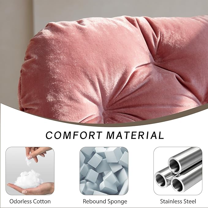 YOXIFOC Modern Style Recliner Armchair with Footrest Multifunctional Leisure Chair with Thickened Cushion and Phone Holder Suitable for Bedroom/Living Room Reading Chair/Garden/Patio (Pink)