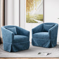 Swivel Accent Chair Set of 2 Comfy Modern Swivel Barrel Chair with Skirt 360°Upholstered Chenille Small Single Sofa Club Armchair for Living Room Bedroom Nursery Lounge Blue