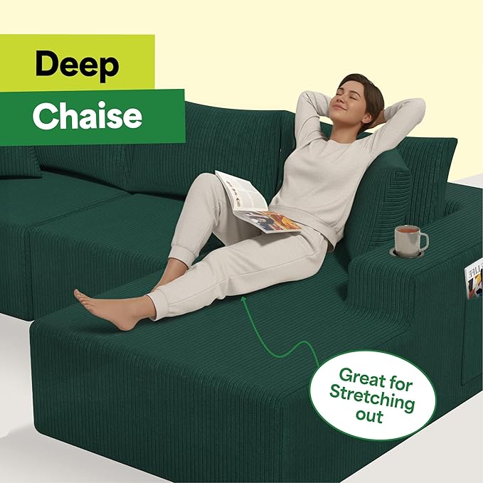 EconoHome Boneless Cloud Sectional Sofa - Plush Deep Seat L-Shaped Couch for Relaxing &amp Entertaining Durable Construction &amp Easy Assembly Perfect Addition to Any Living Room